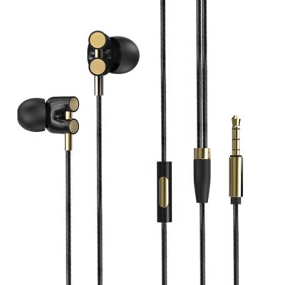 China In-Ear Quad-Core Moving Coil Earphone Dual In Ear Subwoofer Heavy Earplug Wired Play Earbuds for sale