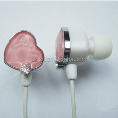 China Noble Stone Heart Shaped Earbuds Earphones Gemstone Crystal Earbuds For Gift for sale