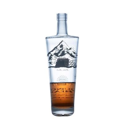 China Chinese Beverage Factory Wholesale 500ml 700ml 750ml Clear Empty Whiskey Glass Bottle for sale