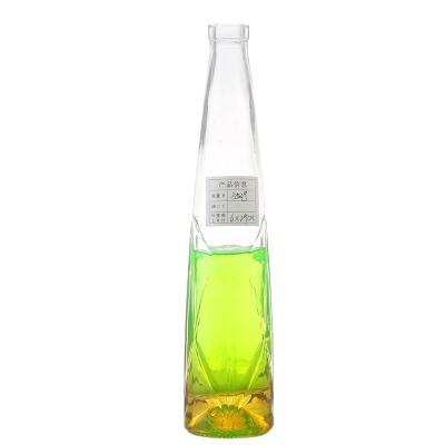 China Customized Empty Beverage Factory Price Liquor Bottle CONE Shape 375ml Gin Tequila Glass Bottle for sale