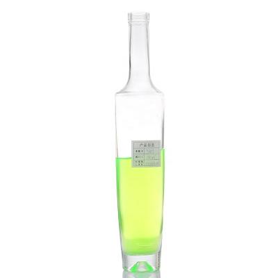 China High Quality Clear Long Neck Liquor Bottle Oval T CORK Wine Glass Bottle 375ml Beverage Bottle for sale