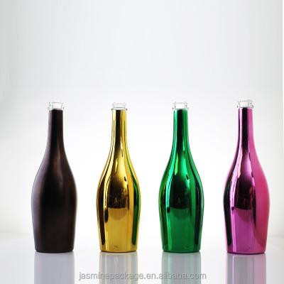 China Beverage Wine Bottle Wholesale Customized Plated Glass Empty Champagne Bottle for sale