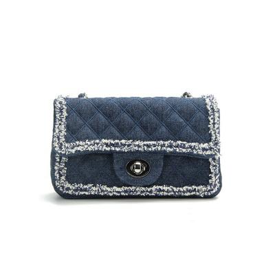 China 2021 Hot Sale Wholesale Lady Design Fashion Denim Fabric Cross - Body Flap Bags Luxury Clutches For Woman Handbag for sale