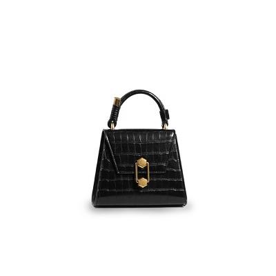 China Wholesale Leather Stone Cross Single Handbag Lady Handbag PU Pattern Handle Handbags - Lady Black Luxury Body Office Handbags for sale