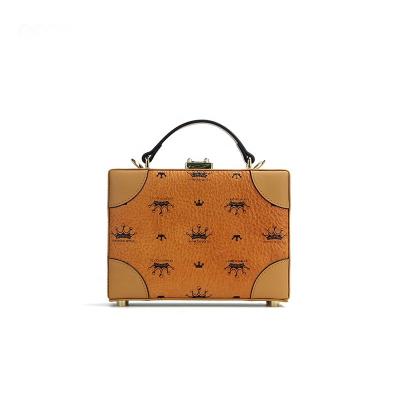 China Women's Box Bag New Trends Women's Genuine Leather Handbag Caramel Prints Box Bag Fashion Wholesale Good Quality Custom Purses and Handbags for sale