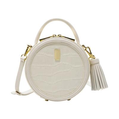 China New Design New Arrivals Stone Pattern Fashion Handbags Genuine Leather Wholesale Custom Round Clips Purse for sale