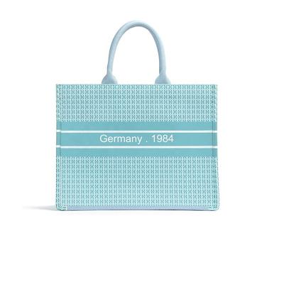 China 2021 Stock Fashion Women's Large Fashion Shopping Bag OEM Hot Selling Canvas Waterproof Bags Totes High Quality Blue Bags Supplier for sale