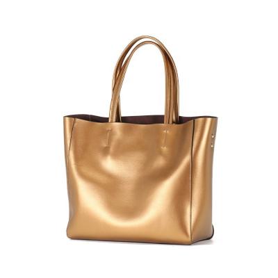 China Can Be Rolled Up Purse Purchasing For Underarm Customizable Fashion Gold Leather Women OEM Korean Tote Bag for sale