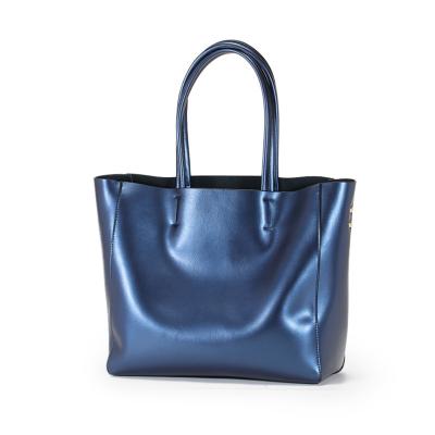 China Fashion Metallic Leather Shoulder Tote Bags\Shopping Bag Fashionable Custom Made Comfortable\Durable OEM Large For Women for sale