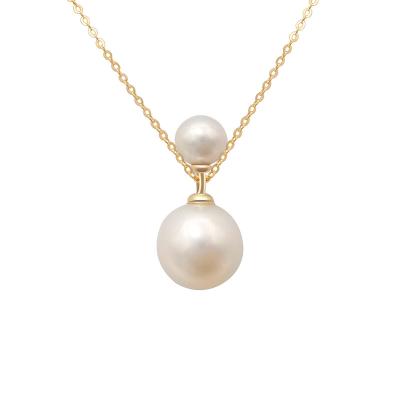 China FASHIONABLE Jewelry 14K Ture Gold Natural Round Shape Fine Freshwater Pearl Dangle Women's Necklace for sale