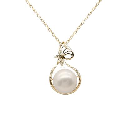 China Real TRENDY 18K Gold Necklace Size Quality Around Big Freshwater Pearl With Natural Diamond Fine Jewelry for sale