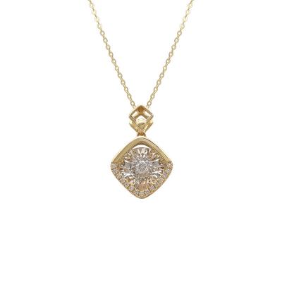 China Wholesale FASHIONABLE 18K Real Gold With Natural Diamond Fine Jewelry Dancing Diamond Pendant Necklace For Women for sale