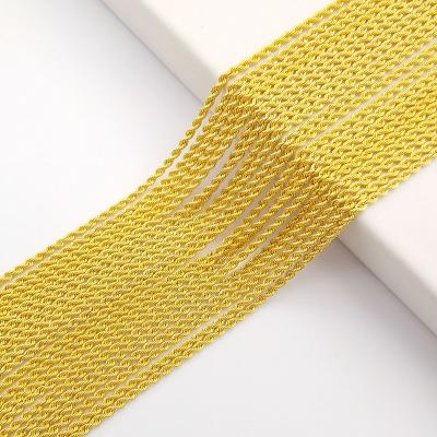 China TRENDY Real Solid Gold 18K Rope Chain 1.3mm Gold Jewelry Wholesale 18K Au750 Pure Gold Chain Necklace Jewelry for sale