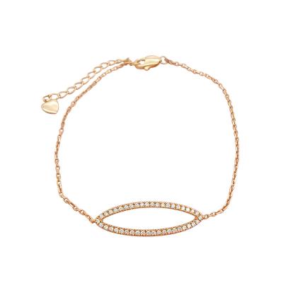 China Au750 FASHIONABLE in Rose Color Geometric Shape Bracelet with Moissanite Tiny Shiny Natural Bangle Chain Link Bracelet Trendy for sale