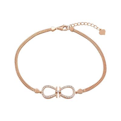 China TRENDY Jewelry 18K Real Fine Gold With Box Natural VVS Moissanite Bowknot Lucky Bracelet New Design Women Bracelet Chain Bracelet for sale