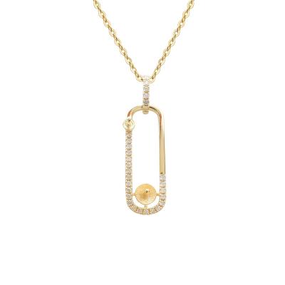 China Real Diamond Pendant Jewelry Women's Jewelry Geometric Jewelry Findings DIY 14K Real Gold Necklace Trendy Pearl Accessory for sale