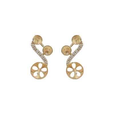 China Fashionable DIY Pearl Accessories High Quality 14K Real Gold With Diamond Earrings Fashion Findings Natural for sale