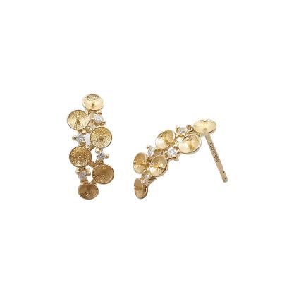 China FASHIONABLE Wholesale 14K Soild Gold with Real Natural Diamond Earrings Pearl DIY Accessories Gold Earrings for sale