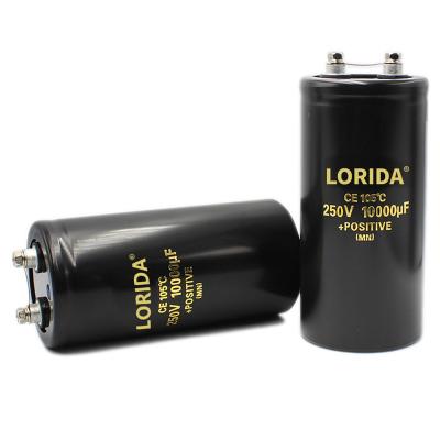 China Hot Sales 250V 10000UF 65*130 Communication/Electronics/Lighting/UPS LORIDA Professional Screw Terminal Capacitors 450V Aluminum Audio Electrolytic Capacitor for sale