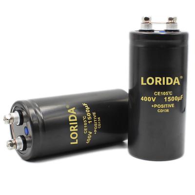 China LORIDA standard 450V high quality 1500UF in terminal esr current wholesale axial aluminum polymer screw electrolytic capacitor for sale