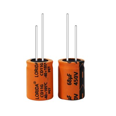 China Widely used factory 450V 68UF 16*25mm general purpose factory LORIDA aluminum electrolytic capacitors large quantity standard direct immersion for sale