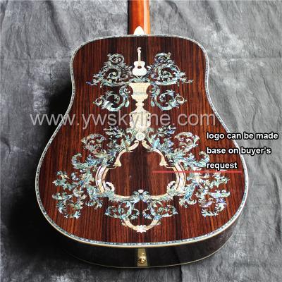 China Solid Spruce Solid Rosewood Acoustic Guitar, Luxury Abalone Inlay Handcrafted Guitars for sale