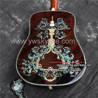 China Solid Spruce Solid Rosewood Acoustic Guitar from Brazil, Abalone Inlay Handcrafted Guitars for sale