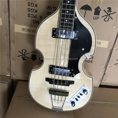 China Basswood Flamed Maple Top Grote Violin Shape High Quality Flamed Electric Bass Guitar, Electric Guitars for sale