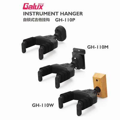 China GALUX Auto Lock Guitar Hanger Hook Holder Slat Wall Mountable For Acoustic Classical Guitar Bass Mandolin GH-110 Electric Guitar for sale