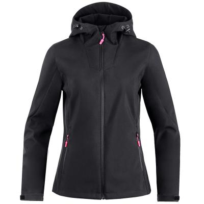 China Women's Softshell Hooded Anorak Water Resistant Windproof Jacket Lady Breathable Outdoor Long Sleeve Winter Jacket for sale