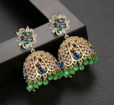 China TRENDY Indian Style Crystal Beads Bridal Drop Earrings for Women Wedding Bridal Tassel Pendientes Femme Christmas Gifts Party Jewelry for sale