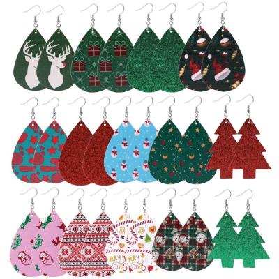 China Latest FASHIONABLE Hot Selling PU Leather Christmas Drop Jewelry Set Earrings for sale