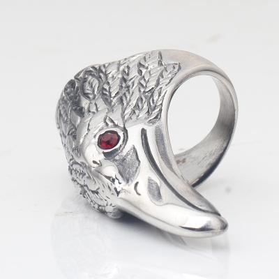 China Punk Jewelry Cool Jewelry Ring Hip-Hop Biker Boy CLASSIC Eagle Eye Style Men Blood Red Crystal Fashion Design Accessories for sale