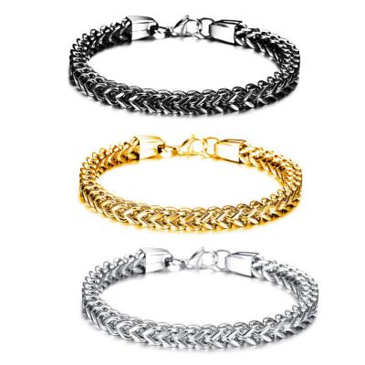 China Fashion Men's Jewelry Casual/Sporty Men's Black Gold 6mm Wheat Chain Bracelet For Men's Bracelet Wheat Chain Stainless Steel Bracelet for sale