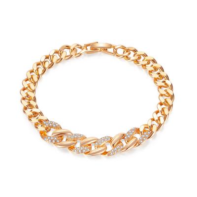 China FASHIONABLE Popular Style Latest High Quality 2022 Cuban Chain 18k Gold Plated Copper Bracelet Jewelry For Women for sale