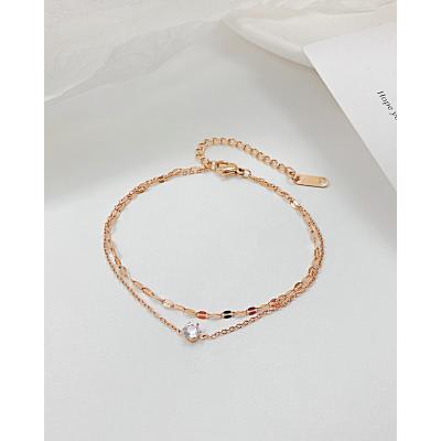 China Casual/Sports Jewelry Set Girlfriend Trendy Gift Bracelet Gold Metal Round Zircon Set For Women Stainless Steel Bangles for sale