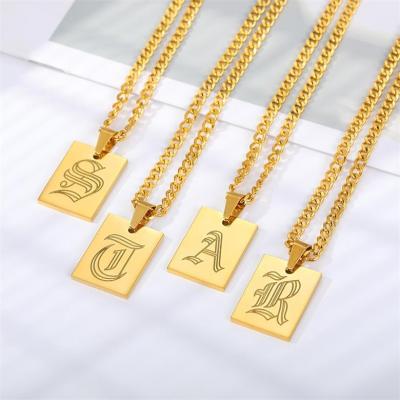 China TRENDY Trending 18k Gold Plated Jewelry Cuban Link Chain Fashion Minimalist New Design Old English Personalize Stainless Steel Necklace for sale