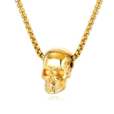 China Vintage Custom Personality Bulk Selling Jewelry Punk 2022 Hot Selling Stainless Steel Skull Hip Hop Packing Punk Necklace for sale