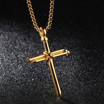 China FASHIONABLE Custom Silver Black Gold Stud Cross Pendant For Women Men Crosses Stainless Steel Jewelry Necklace for sale