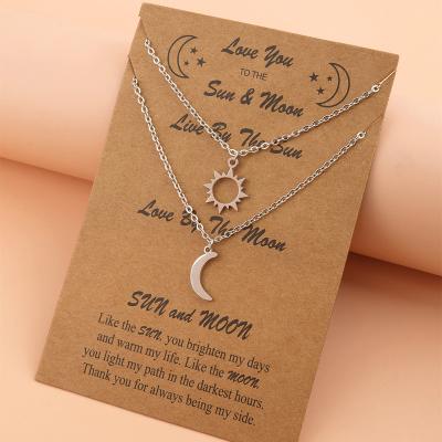 China TRENDY Fashion Jewelry Sets Pendant For Women Mother Daughter Sun And Moon Charm Stainless Steel Necklaces for sale