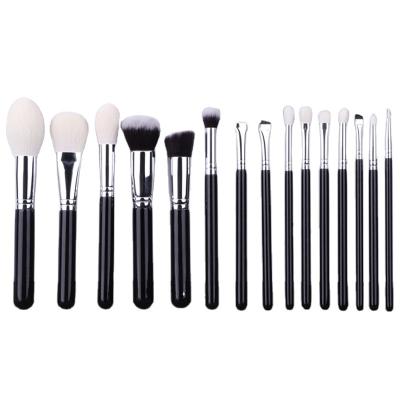 China Angular Blush High Quality Luxury Black Synthetic Hair 15 Pieces Full Set Makeup Brush Set for sale