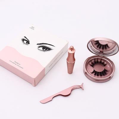 China Natural Soft Hot Sale Reusable Soft Durable Magnetic 3D Eyelashes With Magnetic Eyeliner Kit In Custom Packaging for sale