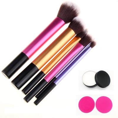 China 6Pcs Metal Handle Hair 1 Set Cruelty Free Synthetic Cruelty Free Aluminum Makeup Brush Set With Makeup Soap Remover for sale