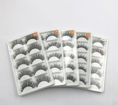 China Wholesale 20-25 Times False 3D Mink Eyelashes Cruelty Free 5 Pairs Strip Lashes Per Pack for sale