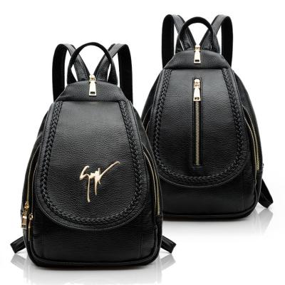 China Tägliches kleines Mode-Damen-Rucksack-Schwarz-koreanische Art PU-Leder-Weinlese zu verkaufen