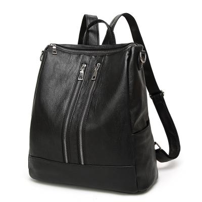 China Funcional multi de la mochila de cuero negra para mujer casual para los adolescentes en venta