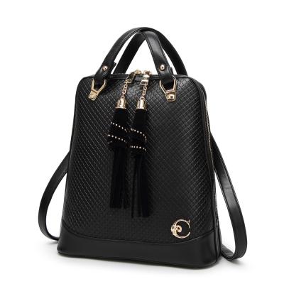 China 27 * 30 * 12 Cm Fashion Ladies Backpack Tassel Decoration With Premium PU Leather for sale