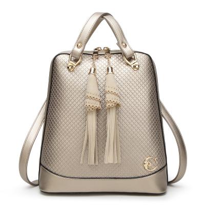 China Mochila femenina bonita sólida del cuero auténtico de las mujeres del estilo, mochila de cuero de las señoras del enrejado de diamante en venta