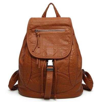 China Spring / Summer Fashion Ladies Backpack Washed Leather For Young Girls for sale