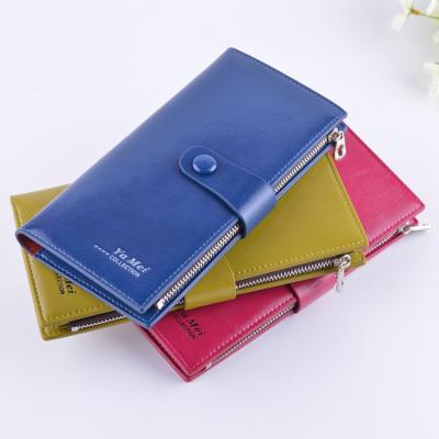 China Female Genuine Leather Clutch Wallet Large Capacity With Zipper Buckle for sale